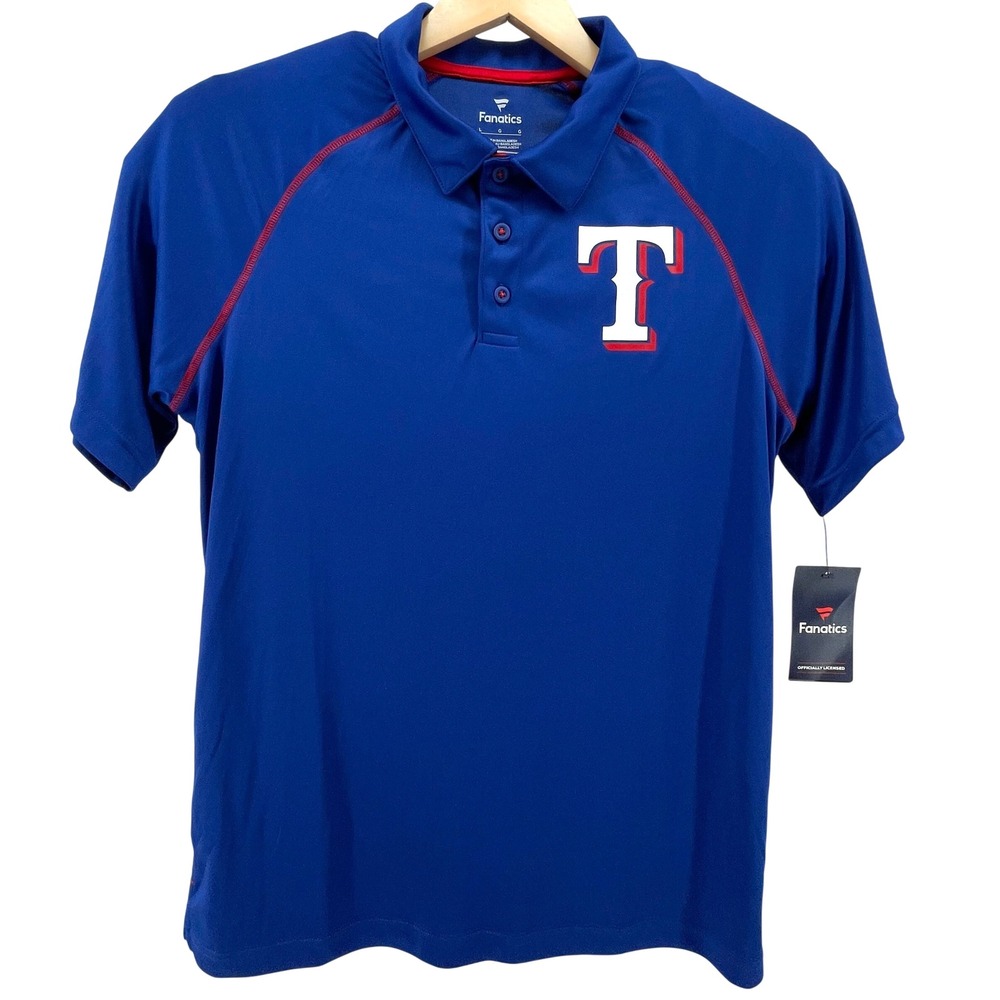 Fanatics Texas Rangers MLB Mens Blue Performance Polo Shirt Large NWT